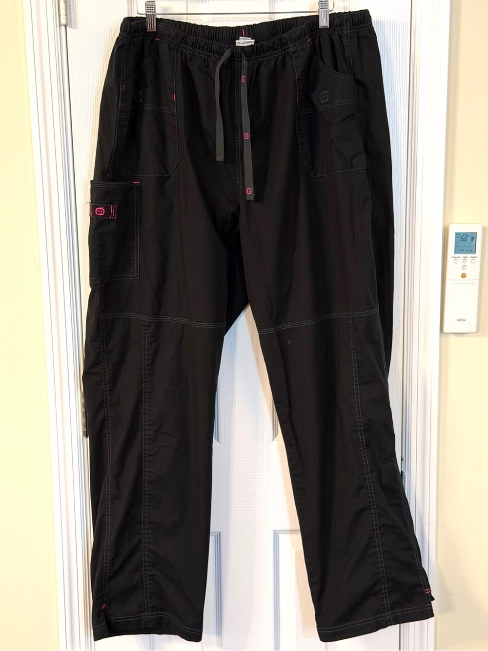2 Pair WonderWink Scrub Pants 3X Tall Black Cargo Drawstring Style 5103